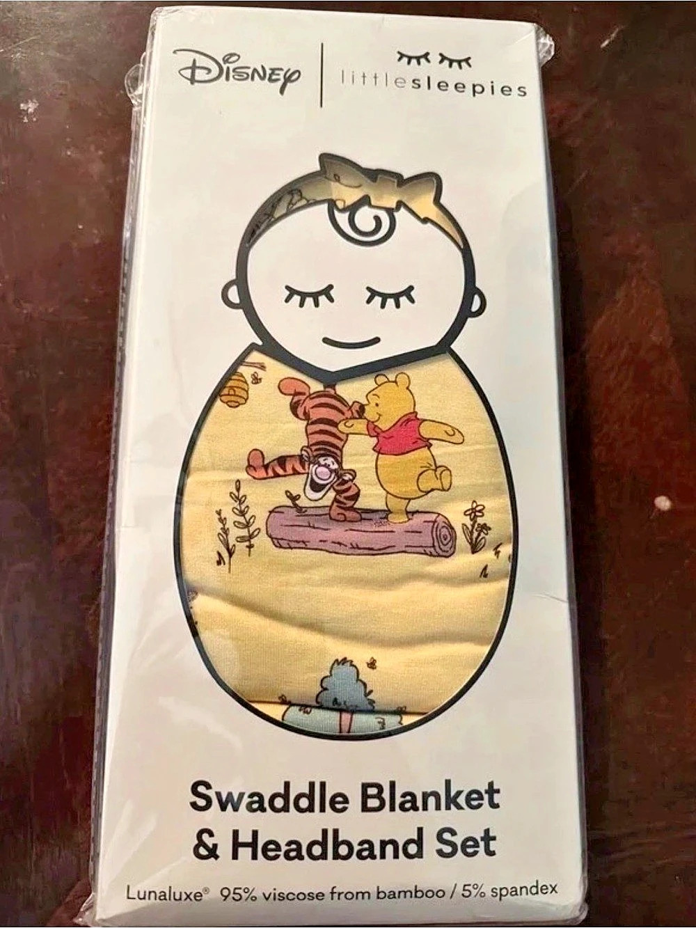 Little Sleepies Bamboo Playtime with Pooh Swaddle Blanket & Headband Set